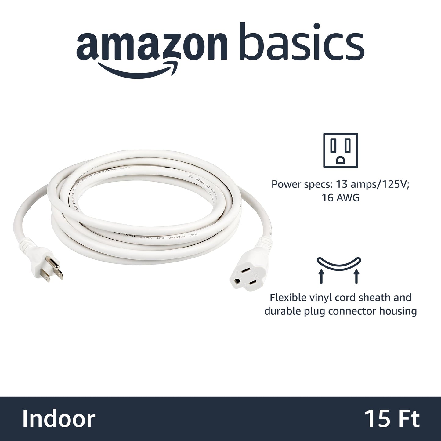 Amazon Basics 6-Foot Extension Cord - 13 Amps, 125V - Black