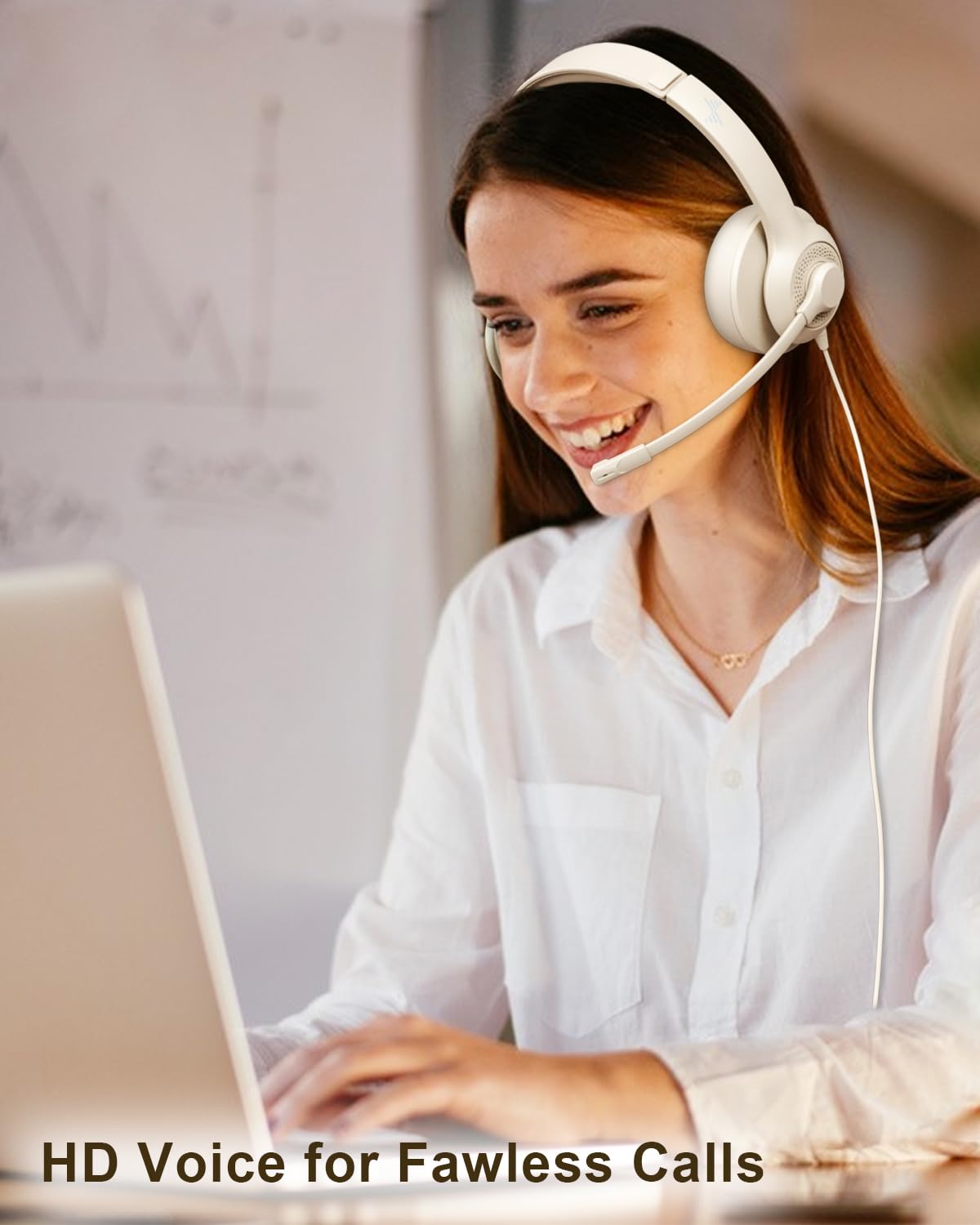 JIAMQISHI USB Headset with Mic for PC, On-Ear Computer Laptop Headphones with Noise Cancelling Microphone in-line Control for Home Office Online Class Skype Zoom
