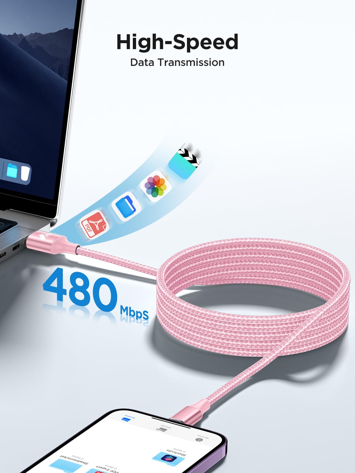 iPhone Charger [Apple MFi Certified] 6FT USB Charger Cable Fast Charging USB to Lightning Cable Braided Cord Compatible with iPhone 14 13 12 11 Pro Max XR XS X 8 7 6 Plus SE, iPad