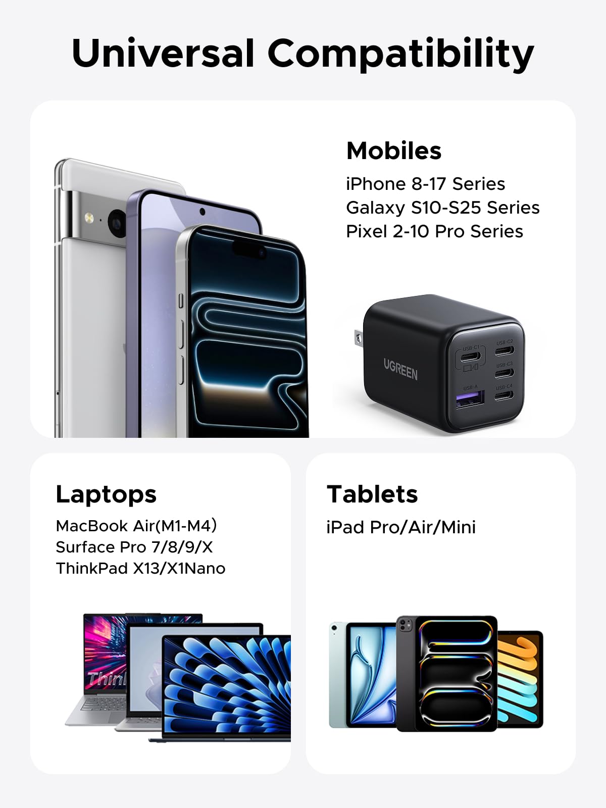 UGREEN 45W USB C Charger Block with 2 USB C and USB A Ports, GaN PPS 3 Port Super Fast Charger for iPhone 17 Pro Max/16, Galaxy S26/S25/S24 Ultra, Pixel 10/9/8/7 Pro, iPad, MacBook Air