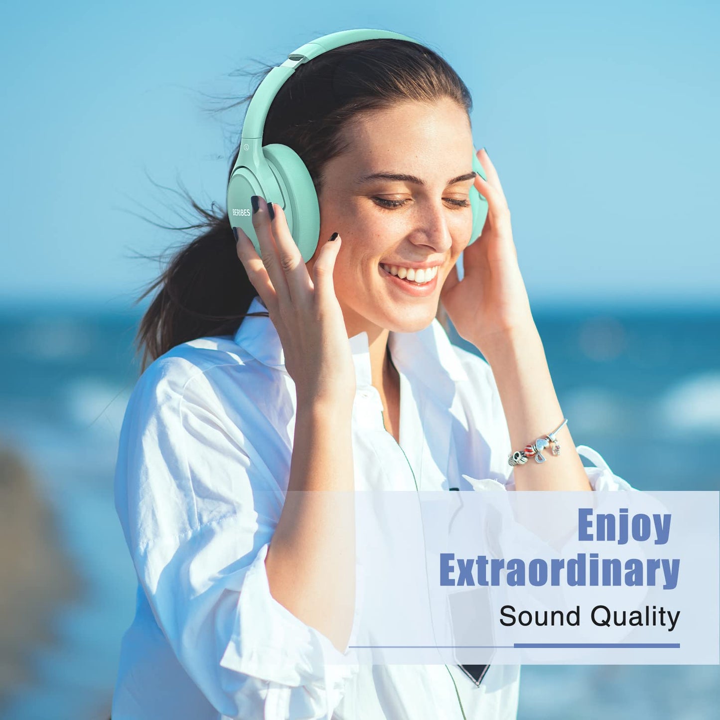 BERIBES Bluetooth Headphones Over Ear,65H Playtime and 6 EQ Modes Wireless Headphones with Microphone,Immersive Bass,HiFi Stereo,Foldable Lightweight Headset with Built-in HD Mic for Cellphone/PC/Ect.
