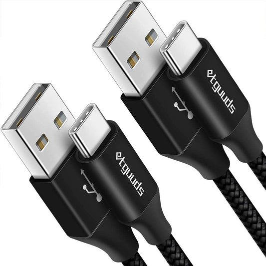 etguuds White USB C Cable 3ft, 2-Pack USB to USB C Cable 3A Fast Charging Type C Cable Braided Data Cord for iPhone 17/16/15 Pro Max Plus, for Samsung Galaxy S26 S25 S24 S23 S22 Note 20, Pixel Moto