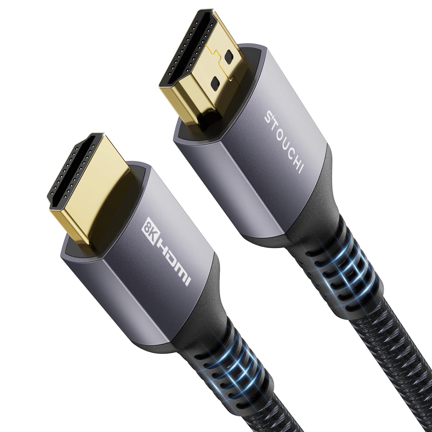 10K 8K HDMI Cables 2-Pack 6.6FT, Stouchi (Certified) 48Gbps Ultra High Speed HDMI® Cable for PS5 4K@120Hz Gaming, 8K@60Hz TVs, eARC Dolby Atmos Home Theater