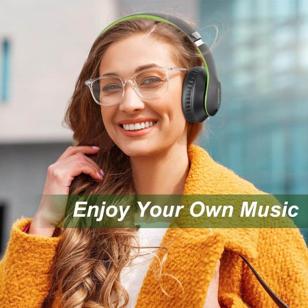 Wireless Bluetooth Headphones Over Ear 65H Playtime HiFi Stereo Headset with Microphone and 6EQ Modes Foldable Bluetooth V6.0 Headphones for Desktop Computer Laptop Rose Gold