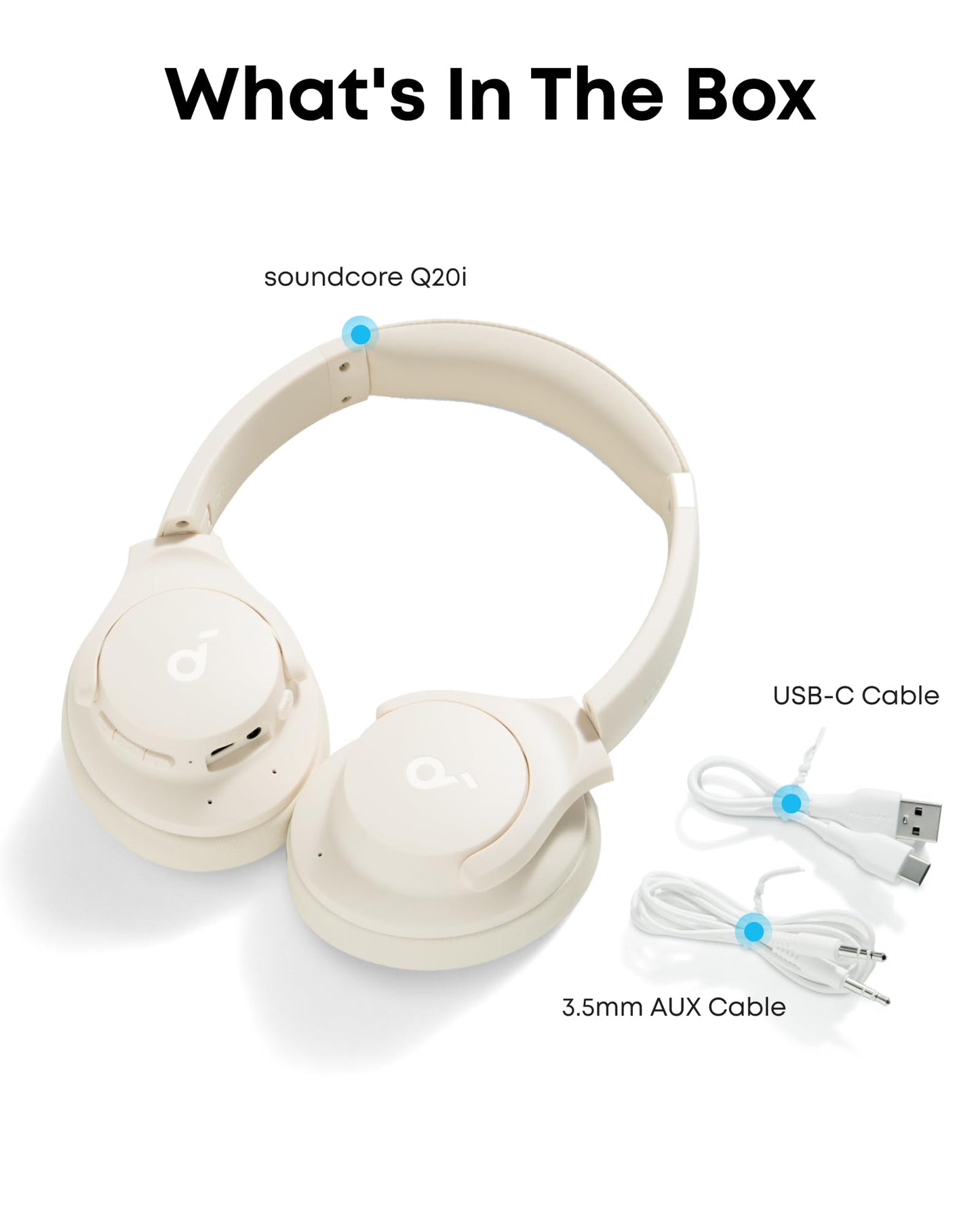 soundcore by Anker Q20i Hybrid Active Noise Cancelling Headphones, Wireless Over-Ear Bluetooth, 40H Long ANC Playtime, Hi-Res Audio, Big Bass, Customize via an App, Transparency Mode, Ideal for Travel