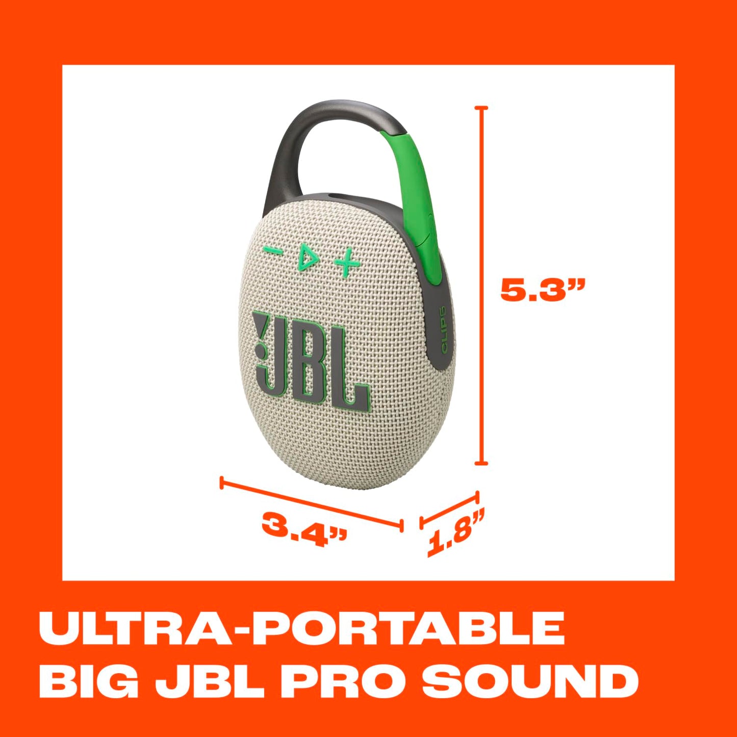 JBL Clip 5 - Ultra-Portable, Waterproof and Dustproof Bluetooth Speaker, Integrated Carabiner, Up to 12 Hours of Play, Made in Part with Recycled Materials (Blue)