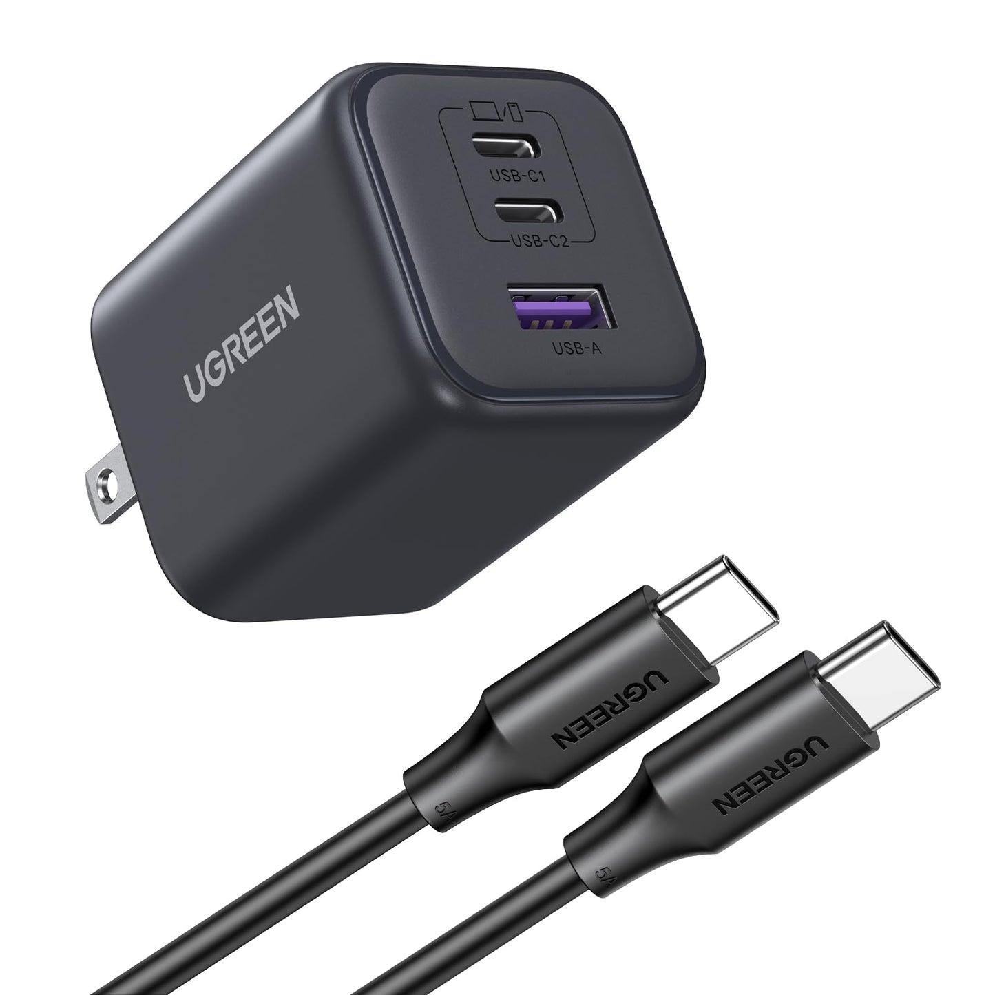 UGREEN 45W USB C Charger Block with 2 USB C and USB A Ports, GaN PPS 3 Port Super Fast Charger for iPhone 17 Pro Max/16, Galaxy S26/S25/S24 Ultra, Pixel 10/9/8/7 Pro, iPad, MacBook Air