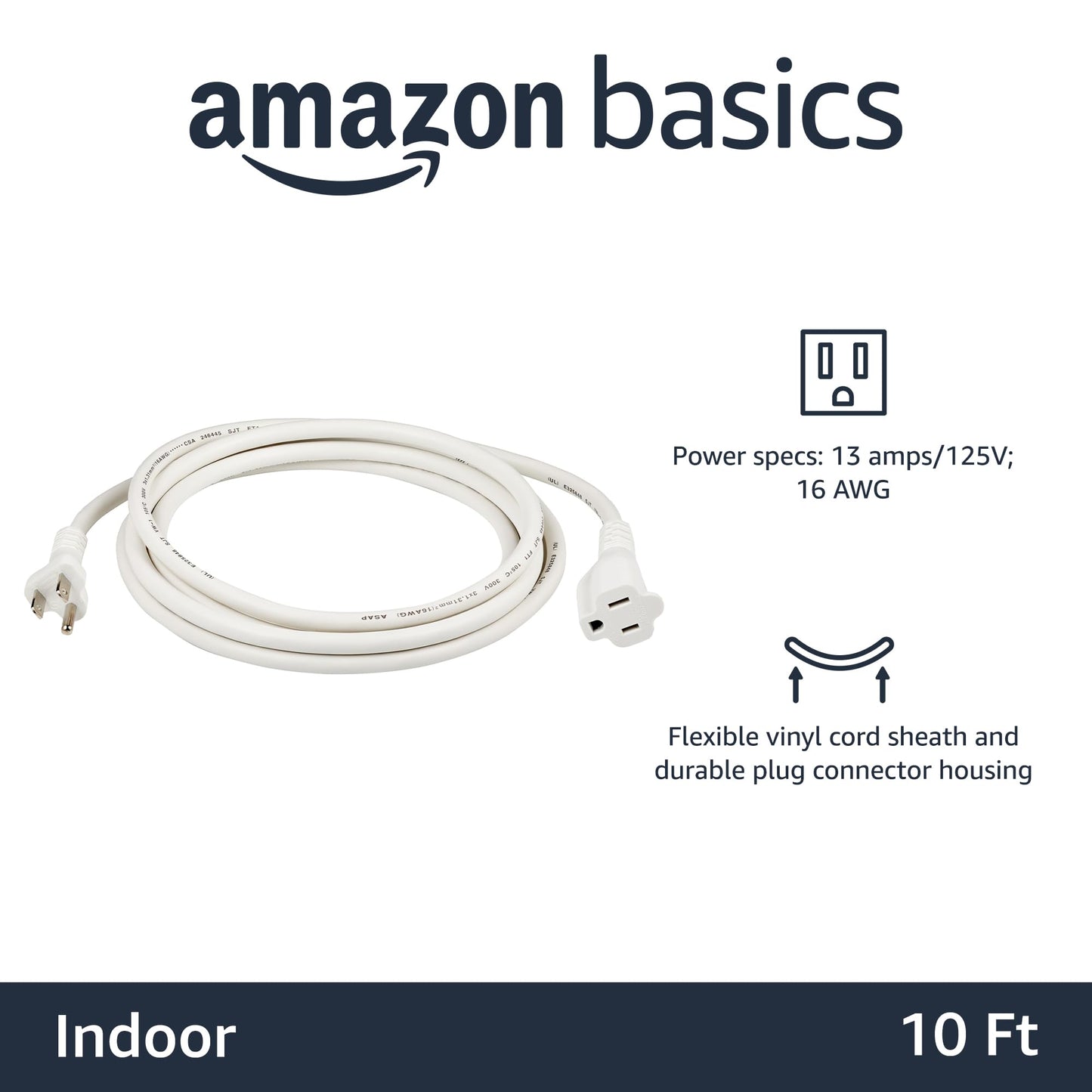 Amazon Basics 6-Foot Extension Cord - 13 Amps, 125V - Black