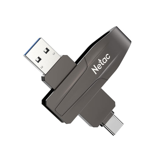 Netac 512GB Portable External USB Solid State Drive Type-c and USB 3.2 Dual Interface, up to 550MB/s for Data Storage, Expansion of Storage for Photos/Videos/Music/Files, US8