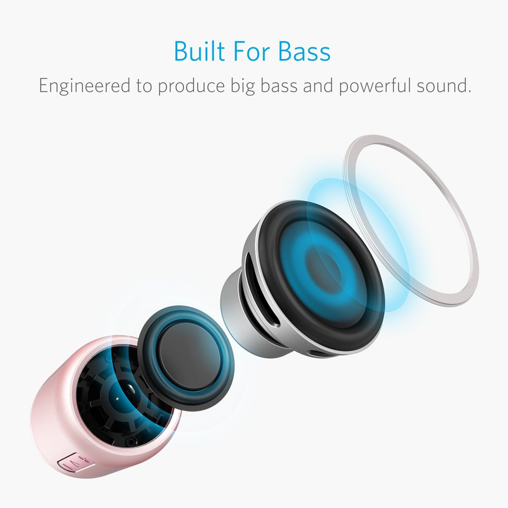 Anker SoundCore mini, Super-Portable Bluetooth Speaker with 15-Hour Playtime（with FM Radio）, 66-Foot Bluetooth Range, Enhanced Bass, Noise-Cancelling Microphone（for Leisure and Work Use）