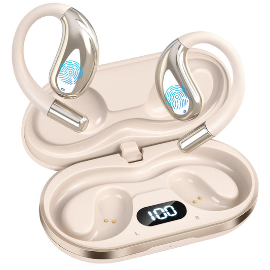 AI Translation Earbuds Real Time，Open Ear Wireless Earbuds, Sports Bluetooth Headphones 60Hrs Playtime LED Power Display, Office IPX7 Waterproof Earphones for Running Sports with iOS and Android