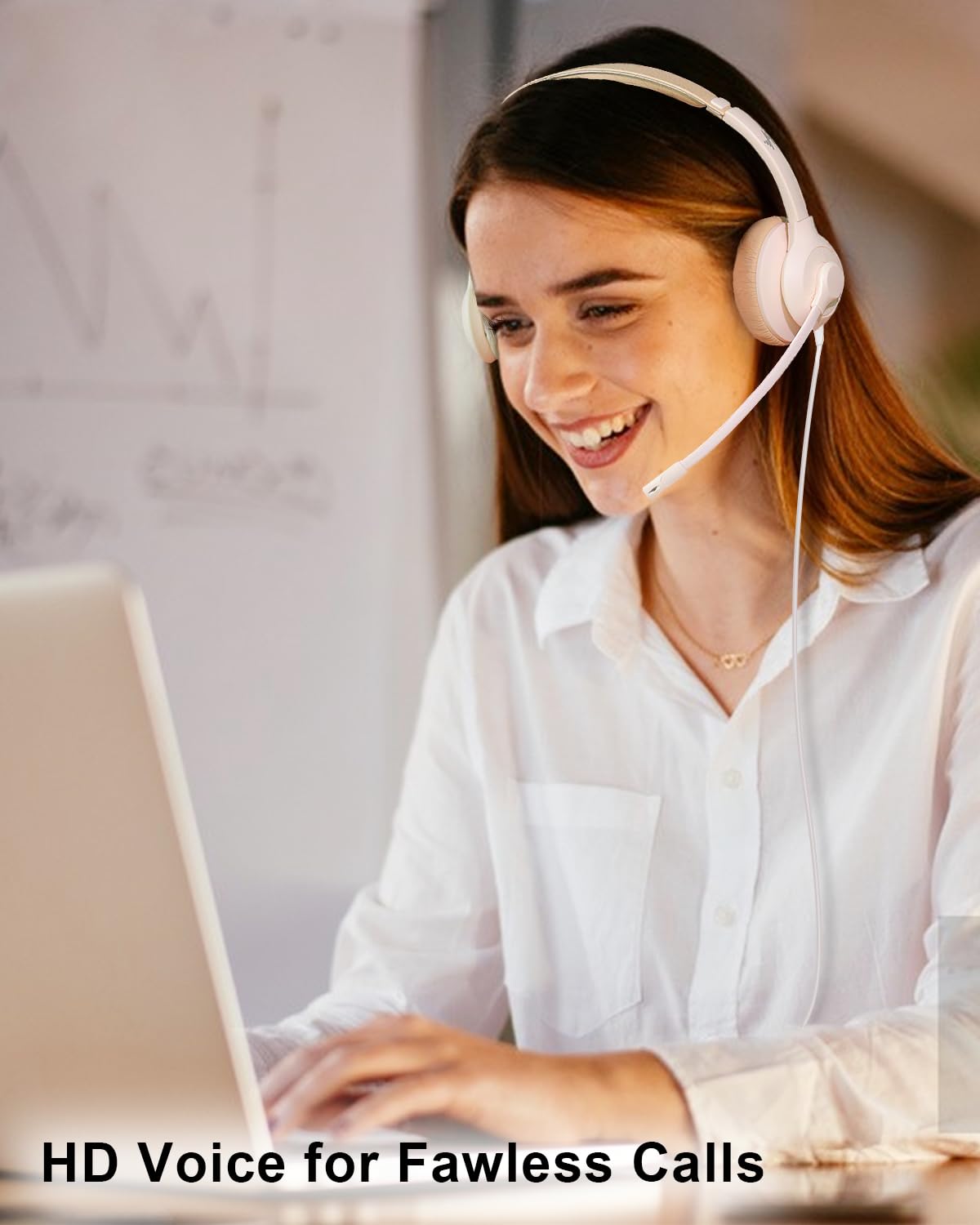 JIAMQISHI USB Headset with Mic for PC, On-Ear Computer Laptop Headphones with Noise Cancelling Microphone in-line Control for Home Office Online Class Skype Zoom