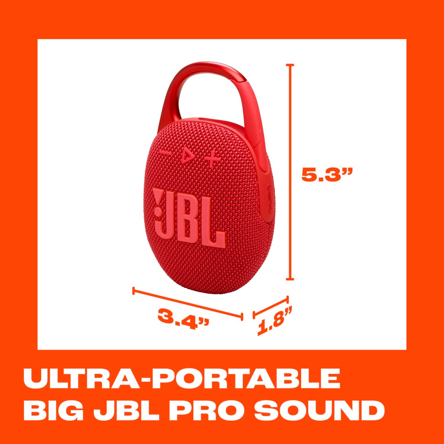 JBL Clip 5 - Ultra-Portable, Waterproof and Dustproof Bluetooth Speaker, Integrated Carabiner, Up to 12 Hours of Play, Made in Part with Recycled Materials (Blue)