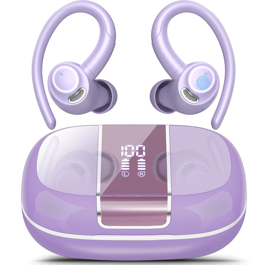 2026 Wireless Earbuds Bluetooth 5.3 Headphones Sports, 48H Earphones with ENC Mic, Stereo Deep Bass Bluetooth Earbuds with Secure Earhook, LED Display, IPX7 Waterproof Ear Buds for Running/Gym/Workout