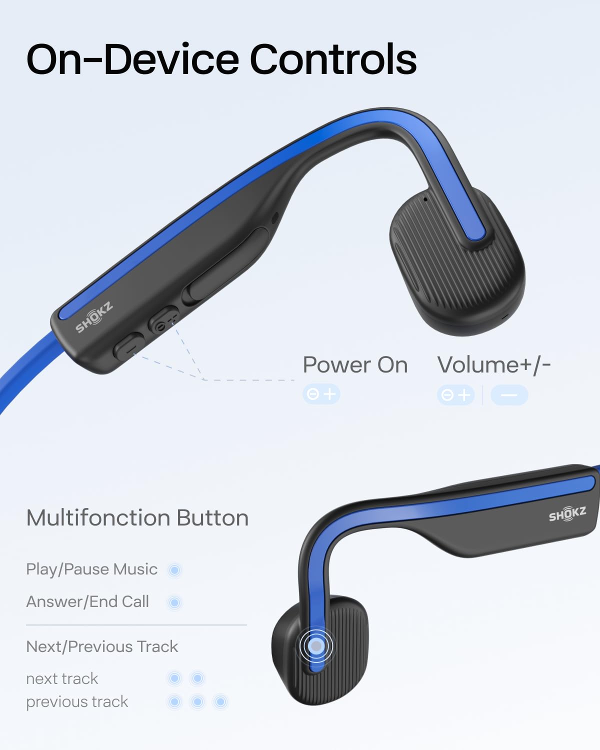 Shokz (AfterShokz) OpenMove - Open-Ear Bluetooth Sport Headphones - Bone Conduction Wireless Earphones - Sweatproof for Running and Workouts, with Sticker Pack (Grey)
