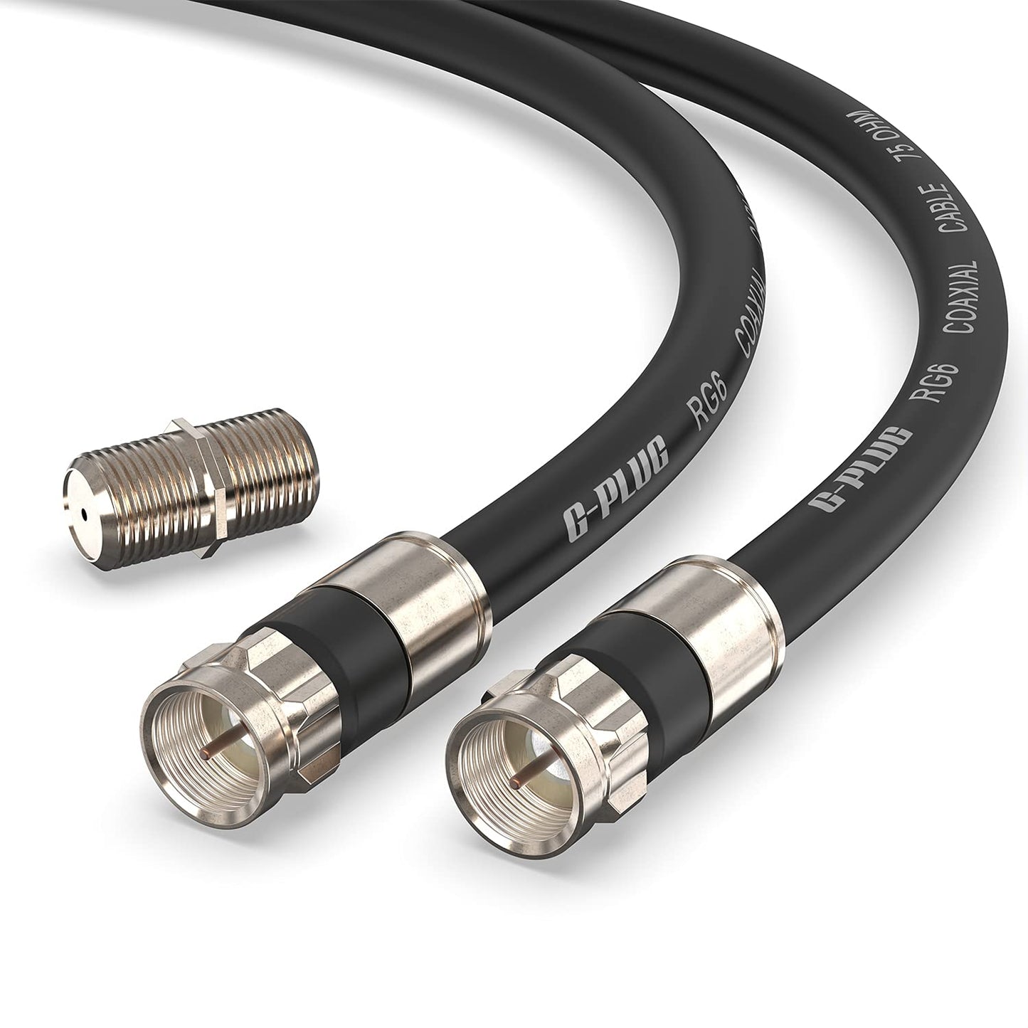 G-PLUG 25FT RG6 Coaxial Cable Connectors Set – High-Speed Internet, Broadband, Digital TV Aerial, Satellite Extension – Weather-Sealed Double Rubber O-Ring and Compression Connectors – White