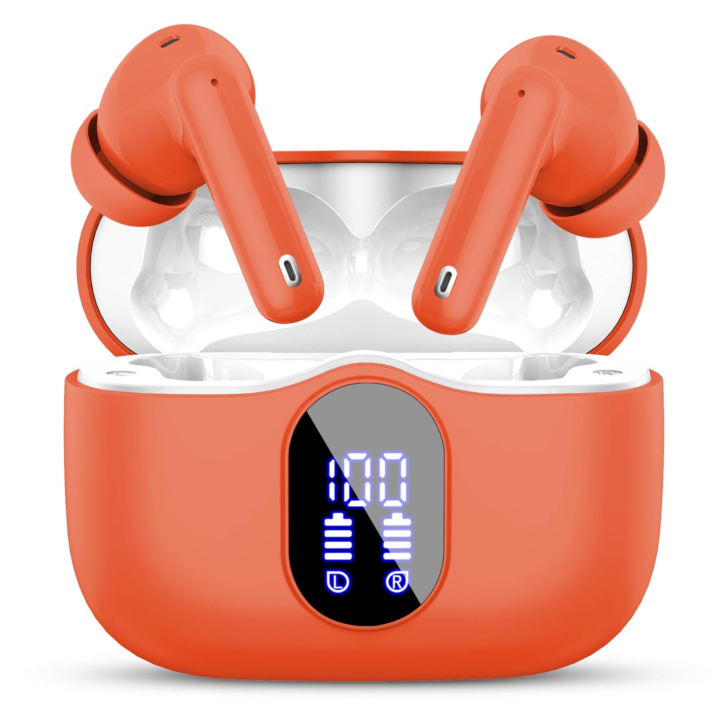 Wireless Earbuds, Bluetooth Headphones 5.4 HiFi Stereo, Wireless Earphones with ENC Noise Cancelling Mic, IP7 Waterproof in Ear Headphones, LED Digital Display Ear Buds, Touch Control, Black