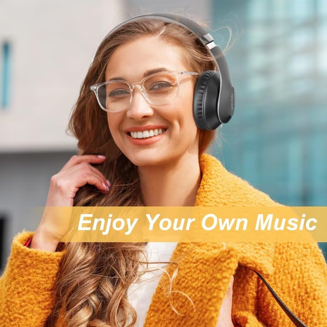 Wireless Bluetooth Headphones Over Ear 65H Playtime HiFi Stereo Headset with Microphone and 6EQ Modes Foldable Bluetooth V6.0 Headphones for Desktop Computer Laptop Rose Gold