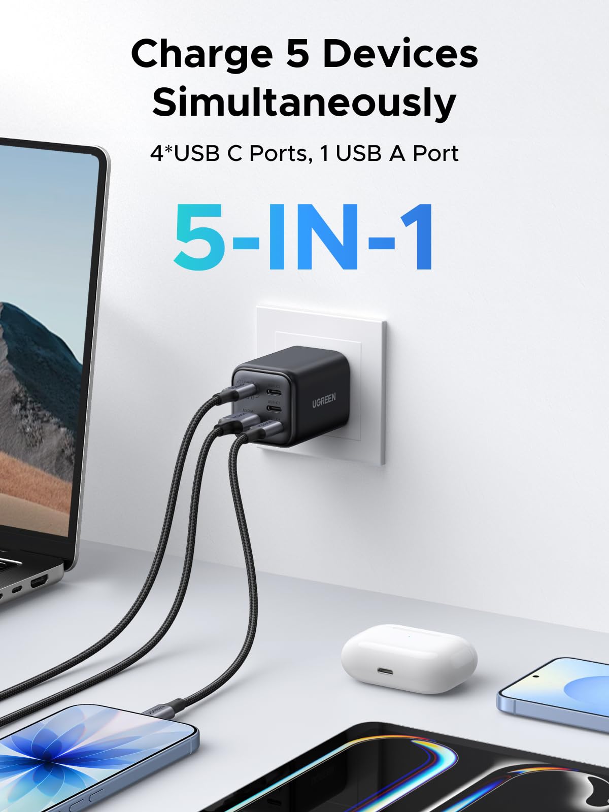UGREEN 45W USB C Charger Block with 2 USB C and USB A Ports, GaN PPS 3 Port Super Fast Charger for iPhone 17 Pro Max/16, Galaxy S26/S25/S24 Ultra, Pixel 10/9/8/7 Pro, iPad, MacBook Air