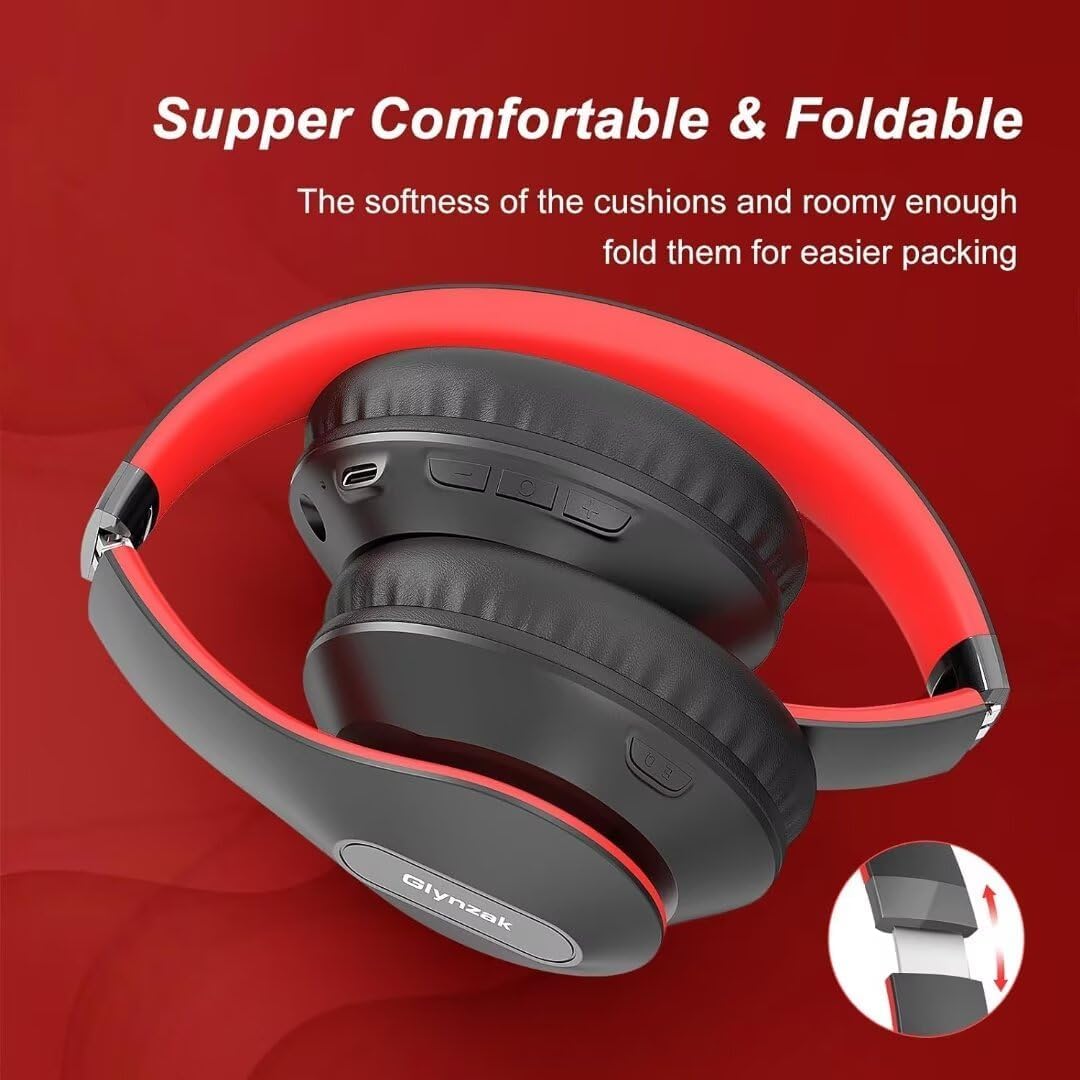 Wireless Bluetooth Headphones Over Ear 65H Playtime HiFi Stereo Headset with Microphone and 6EQ Modes Foldable Bluetooth V6.0 Headphones for Desktop Computer Laptop Rose Gold
