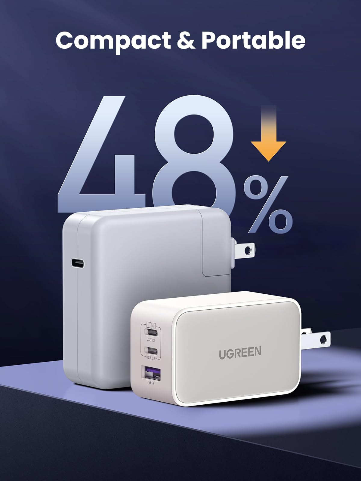 UGREEN Nexode 65W USB C Charger, 3 Port GaN Charger Foldable Tablet Charger Block Compatible with iPhone 17 Pro Max/17 Pro/iPhone Air/17, Tablet, iPad, MacBook Pro/Air, Galaxy S26 S25, Pixel 10