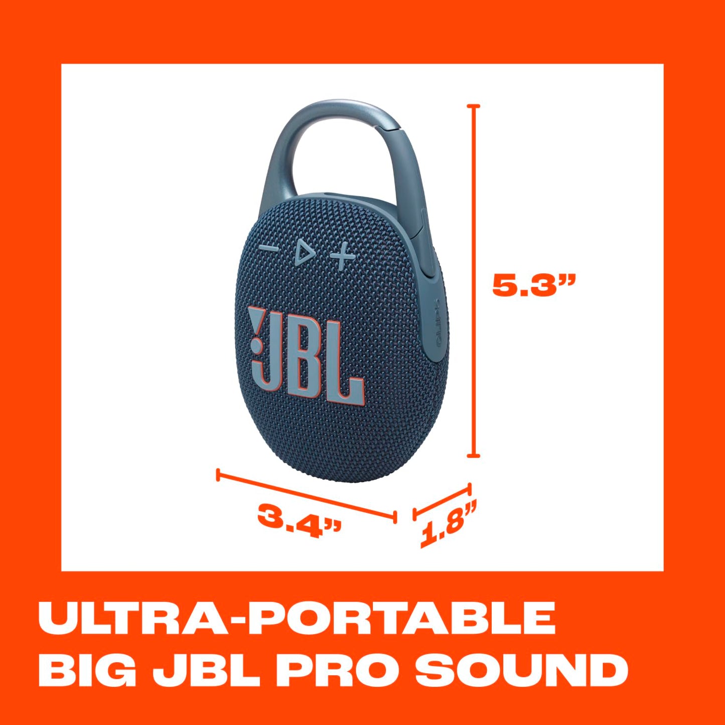 JBL Clip 5 - Ultra-Portable, Waterproof and Dustproof Bluetooth Speaker, Integrated Carabiner, Up to 12 Hours of Play, Made in Part with Recycled Materials (Blue)