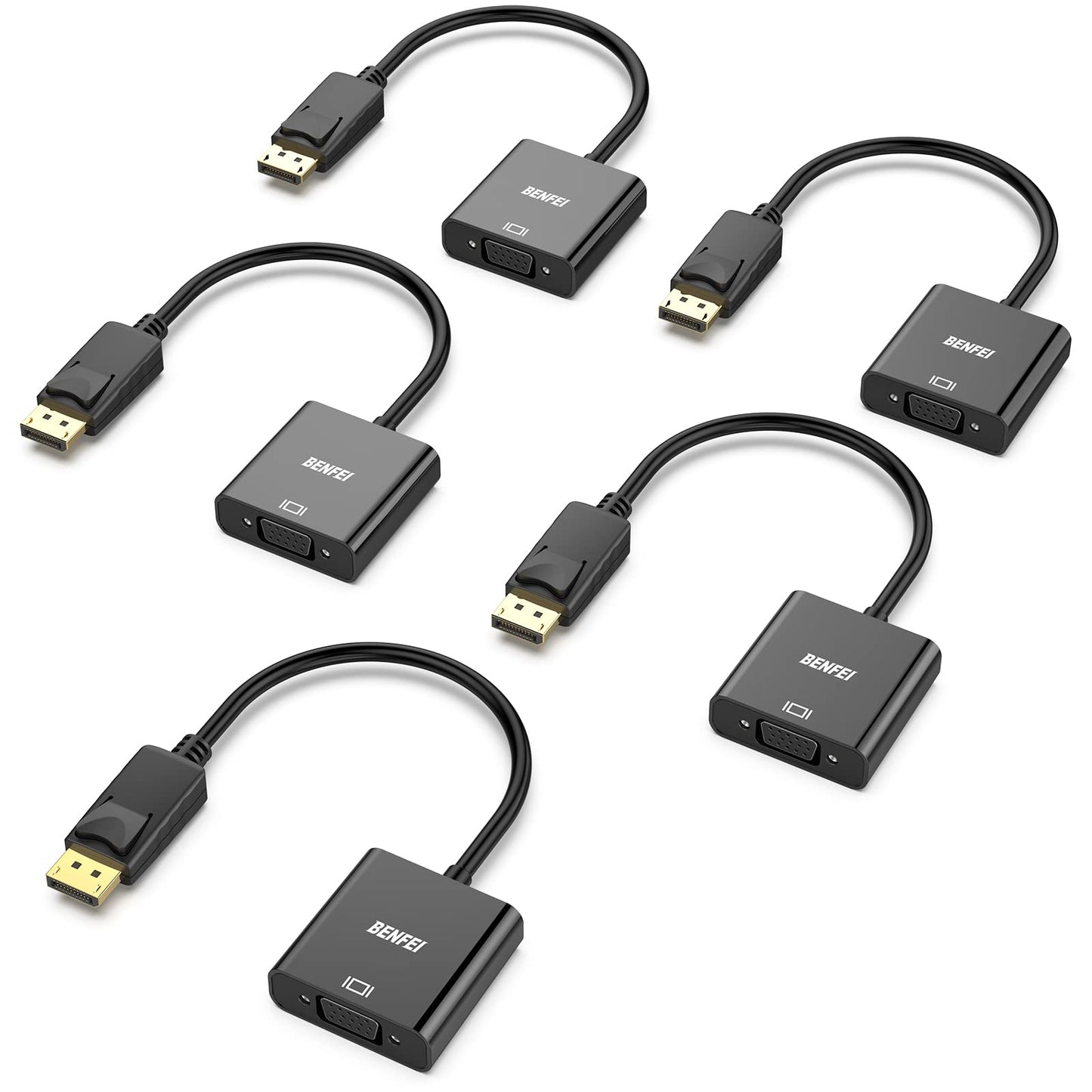 DisplayPort to VGA, Benfei Gold-Plated DP to VGA Adapter (Male to Female) Compatible for Lenovo, Dell, HP, ASUS
