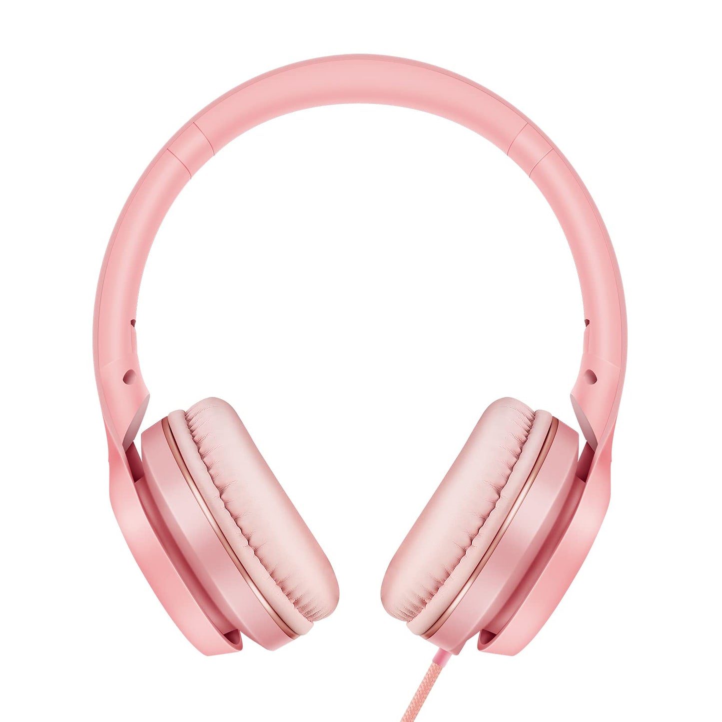 LORELEI S9 Wired Headphones with Microphone for School，On-Ear Kids Headphones for Girls Boys，Folding Lightweight and 3.5mm Audio Jack Headset for Phone, Ipad，Tablet, PC, Chromebook (Pearl Pink)