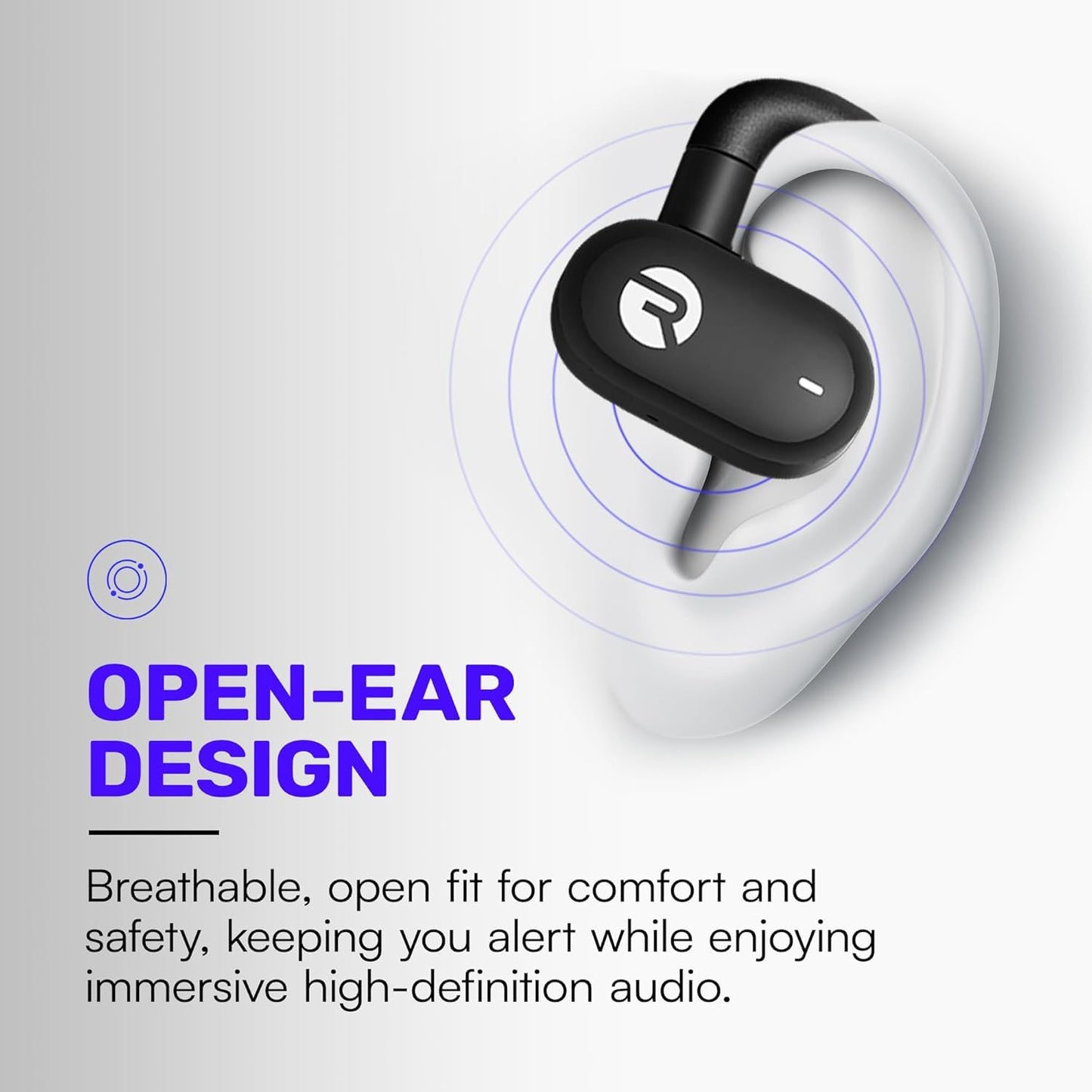 Raycon Fitness Open Ear Earbuds – Open Ear Headphones, Earbuds Wireless Bluetooth, Running Headphones, Sweat & Water-Resistant Earphones, 40 Hours Battery Life (Blue)