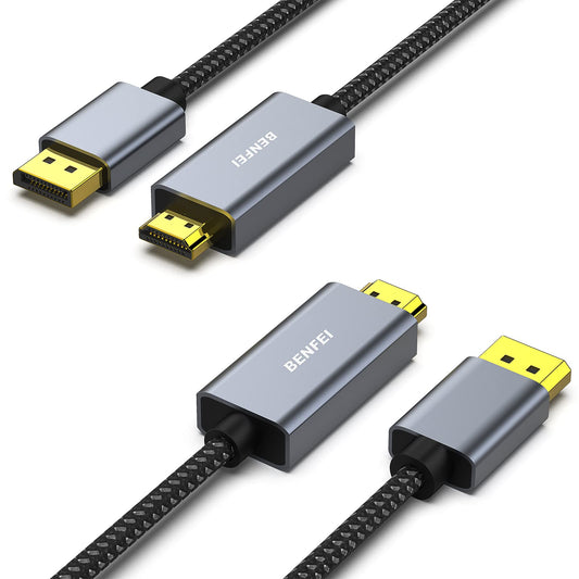BENFEI 4K DisplayPort to HDMI 6 Feet Cable[Aluminum Shell, Nylon Braided], Uni-Direction DP 1.2 Computer to HDMI 1.4 Screen Cable Compatible with HP, ThinkPad, AMD, NVIDIA, Desktop and More
