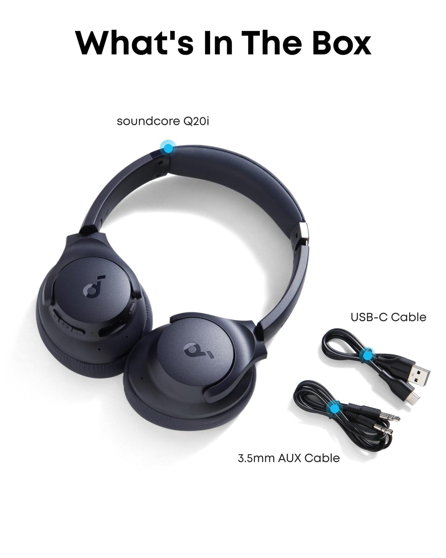 soundcore by Anker Q20i Hybrid Active Noise Cancelling Headphones, Wireless Over-Ear Bluetooth, 40H Long ANC Playtime, Hi-Res Audio, Big Bass, Customize via an App, Transparency Mode, Ideal for Travel