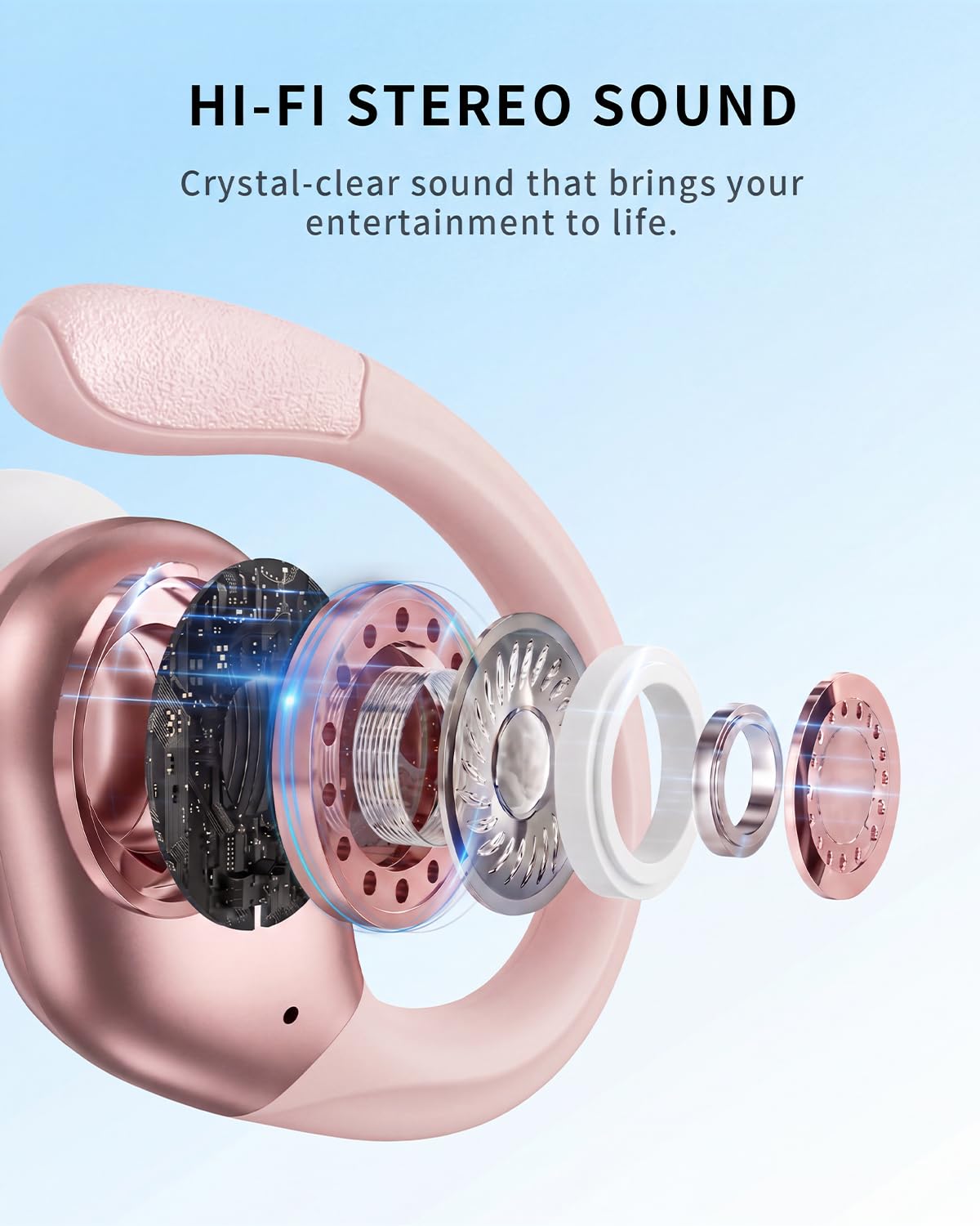 Active Noise Cancelling Ear Buds, Wireless Earbuds with Earhooks Microphone, 80hrs Playback Bluetooth Headphones Dual Battery Display Stereo Bass Earphones IPX7 Waterproof Headset for Workout/Sports