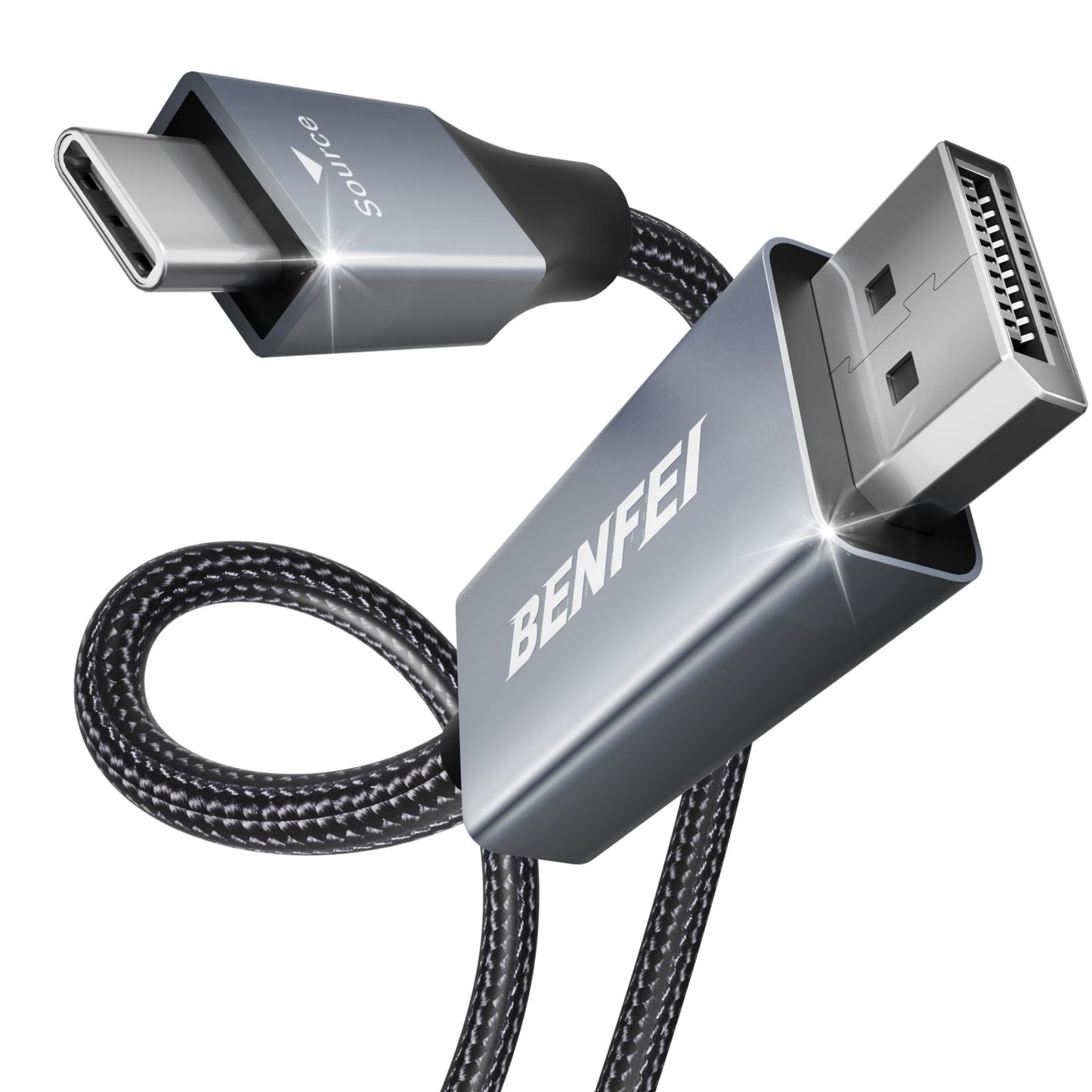 BENFEI USB-C to DisplayPort 6 Feet Cable(8K@60Hz 4K@144Hz), USB Type-C to DisplayPort Cable [Thunderbolt 3/4 Compatible] with iPhone 15 Pro/Max, MacBook Pro/Air 2023, iPad Pro, iMac, S23, XPS 17