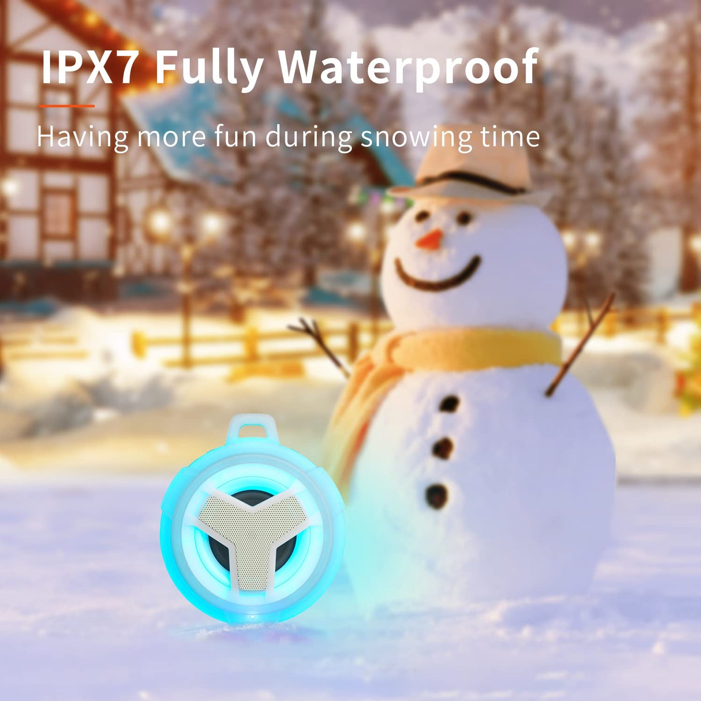 EBODA Bluetooth Shower Speaker, Portable Bluetooth Speakers, IP67 Waterproof Outdoor Speaker Wireless with LED Light, Floating, 2000mAh, True Wireless Stereo for Pool, Kayak, Bike, Golf, Gifts -Black