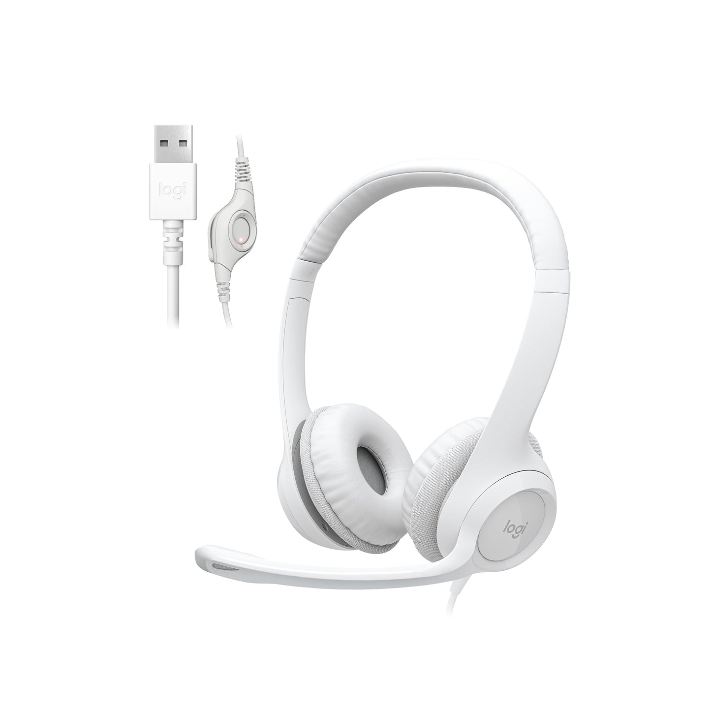 Logitech H390 Wired Headset for PC/Laptop, Stereo Headphones with Noise Cancelling Microphone, USB-A, in-Line Controls, Works with Chromebook - Rose, 1 Pack