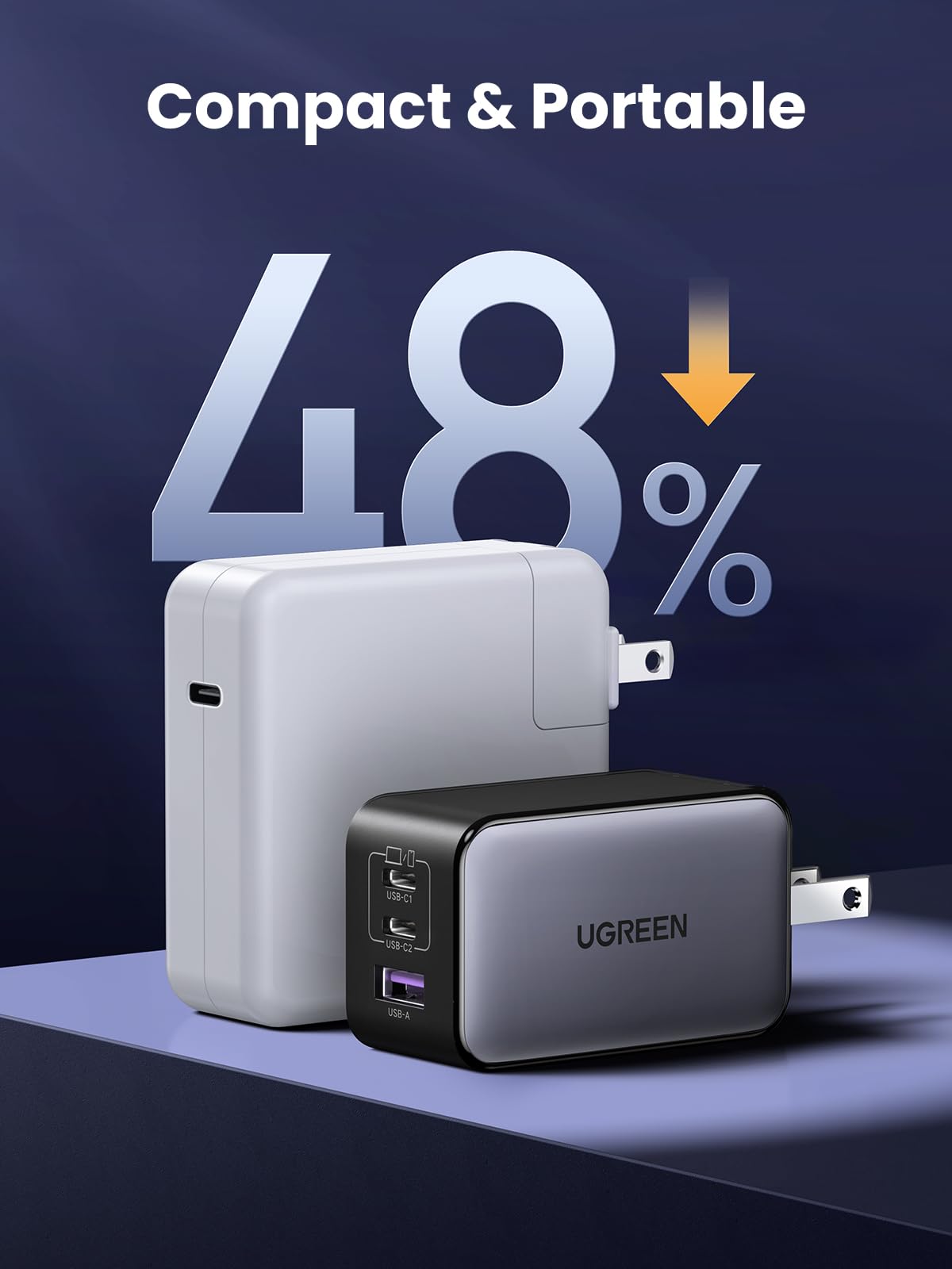 UGREEN Nexode 65W USB C Charger, 3 Port GaN Charger Foldable Tablet Charger Block Compatible with iPhone 17 Pro Max/17 Pro/iPhone Air/17, Tablet, iPad, MacBook Pro/Air, Galaxy S26 S25, Pixel 10