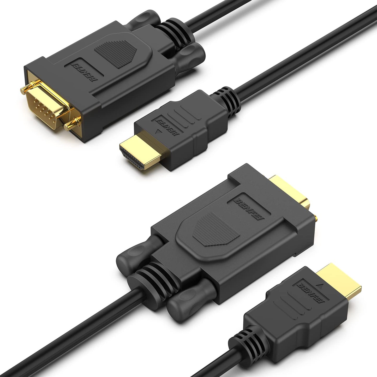 BENFEI HDMI to VGA 6 Feet Cable, [Uni-Directional] HDMI Computer to VGA Monitor Cable [Male to Male] Compatible for Computer, Laptop, PC, Monitor, Projector, HDTV, Raspberry Pi, Roku,Xbox and More