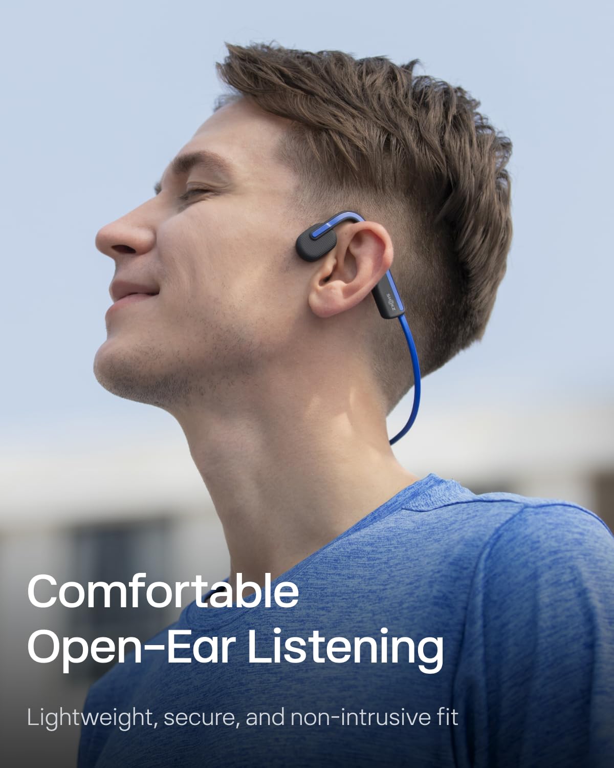 Shokz (AfterShokz) OpenMove - Open-Ear Bluetooth Sport Headphones - Bone Conduction Wireless Earphones - Sweatproof for Running and Workouts, with Sticker Pack (Grey)