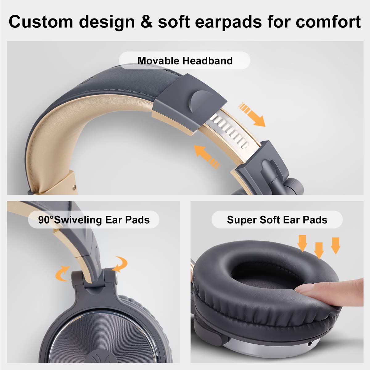 OneOdio Pro-10 Over-Ear Wired Headphones for School, Studio Monitor & Mixing, DJ Stereo Headsets, 50mm Neodymium Drivers, In-Line Mic, 3.5mm/6.35mm Jack for AMP, Computer, Recording, Phone, Piano, Guitar