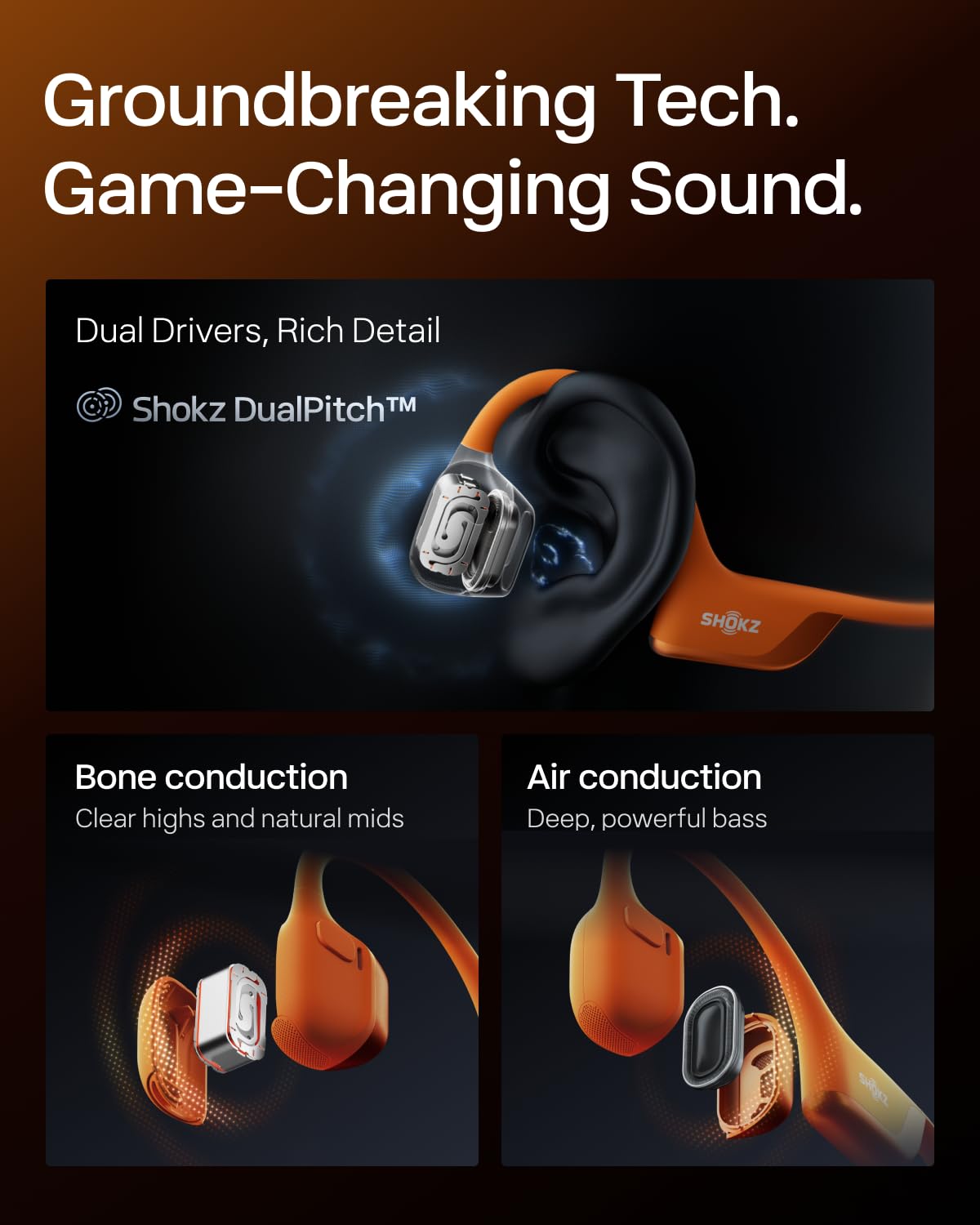 SHOKZ OpenRun Pro 2-Bone Conduction Headphones,Open-Ear Bluetooth Wireless Sport Earphones for Running,Workouts-Sweat Resistant,Comfortable Fit-Deep Bass,Smart Mic,Reflective Strip,Mini,Black