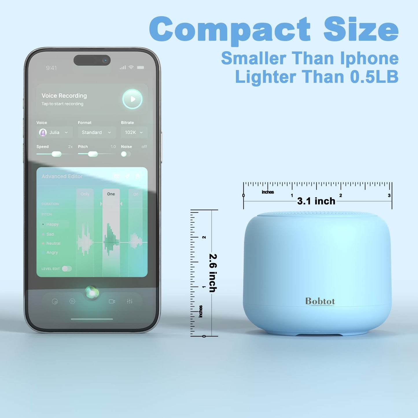 Bobtot Portable Bluetooth Speakers with Strap Easy to Carry, Wireless IPX5 Waterproof Mini Speaker with Loud Stereo Sound, 20 Hours Playtime, Rechargeable Battery, Built-in Microphone (Pink)