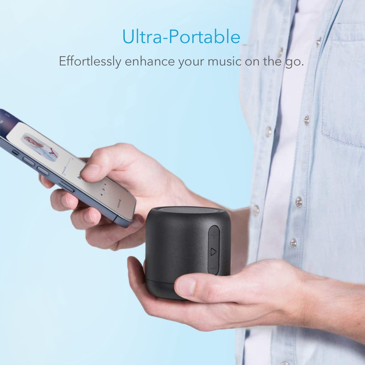 Anker SoundCore mini, Super-Portable Bluetooth Speaker with 15-Hour Playtime（with FM Radio）, 66-Foot Bluetooth Range, Enhanced Bass, Noise-Cancelling Microphone（for Leisure and Work Use）