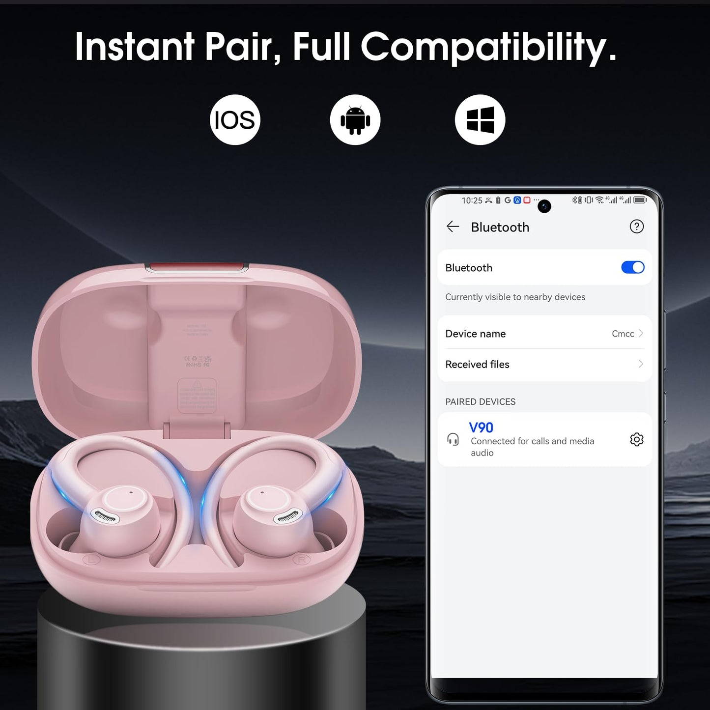 2026 Wireless Earbuds Bluetooth 5.3 Headphones Sports, 48H Earphones with ENC Mic, Stereo Deep Bass Bluetooth Earbuds with Secure Earhook, LED Display, IPX7 Waterproof Ear Buds for Running/Gym/Workout