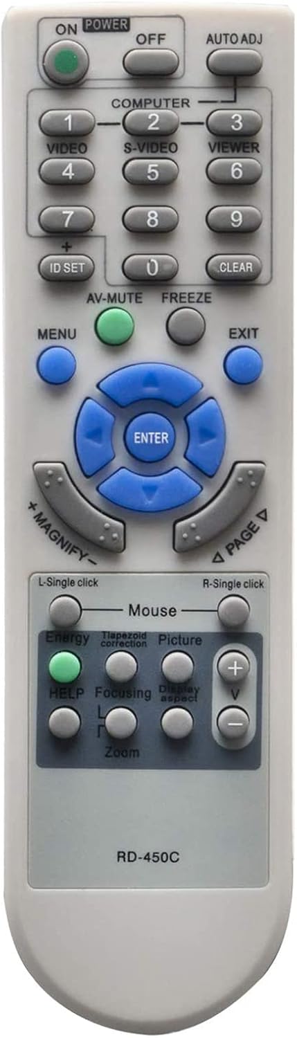 PERFASCIN RD-450C Projector Remote Control fit for NEC Projector LT380 LT60 M230X M230X+ UM330 UM330M UM330WI UM330Wi-WK1 UM330X VT380 VT47 VT470 VT475 VT48 VT480 VT49 VT490 VT491 VT495 VT57