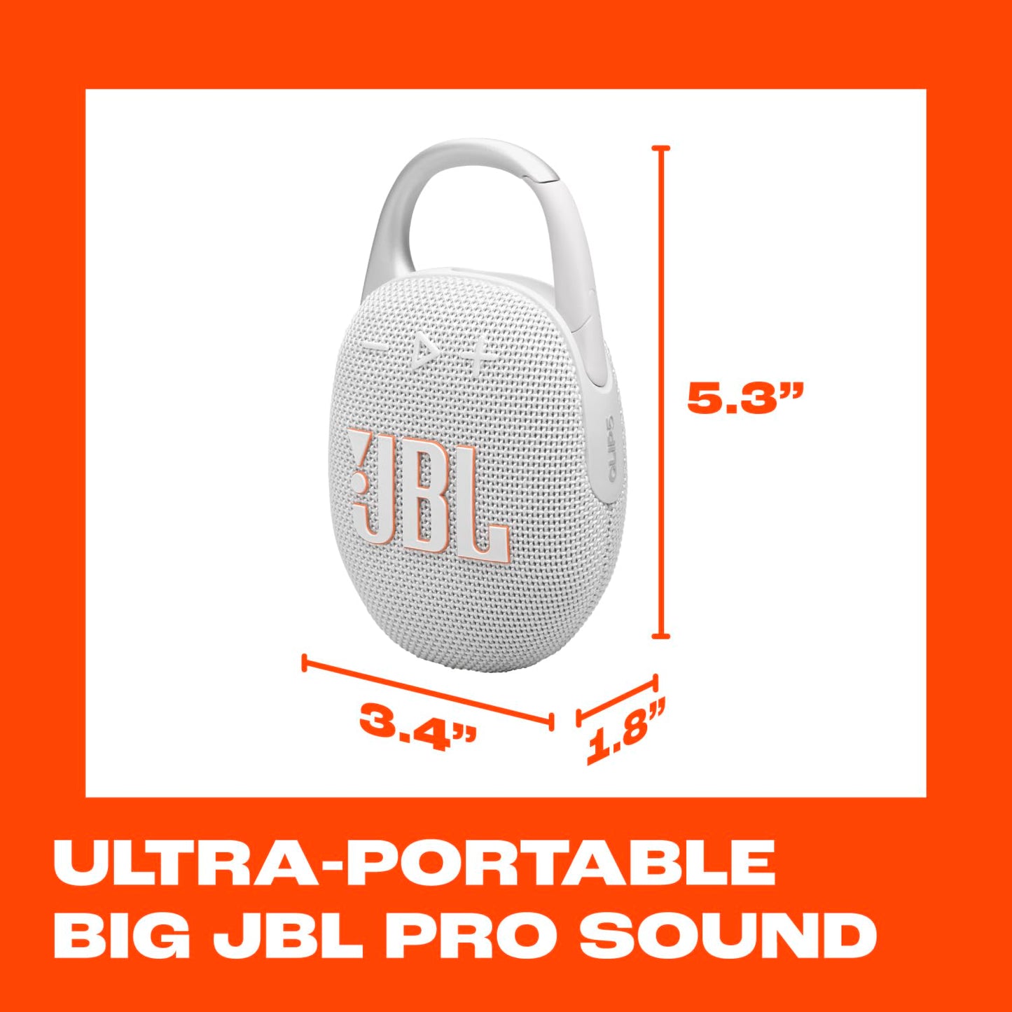 JBL Clip 5 - Ultra-Portable, Waterproof and Dustproof Bluetooth Speaker, Integrated Carabiner, Up to 12 Hours of Play, Made in Part with Recycled Materials (Blue)