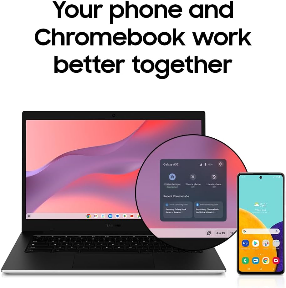 Samsung Galaxy Chromebook Go XE340XDA-KA2US 14" Chromebook - HD - 1366 x 768 - Intel Celeron N4500 1.10 GHz - 4 GB RAM - 64 GB Flash Memory - Silver - Intel Chip - Chrome OS - Intel UHD Graphics