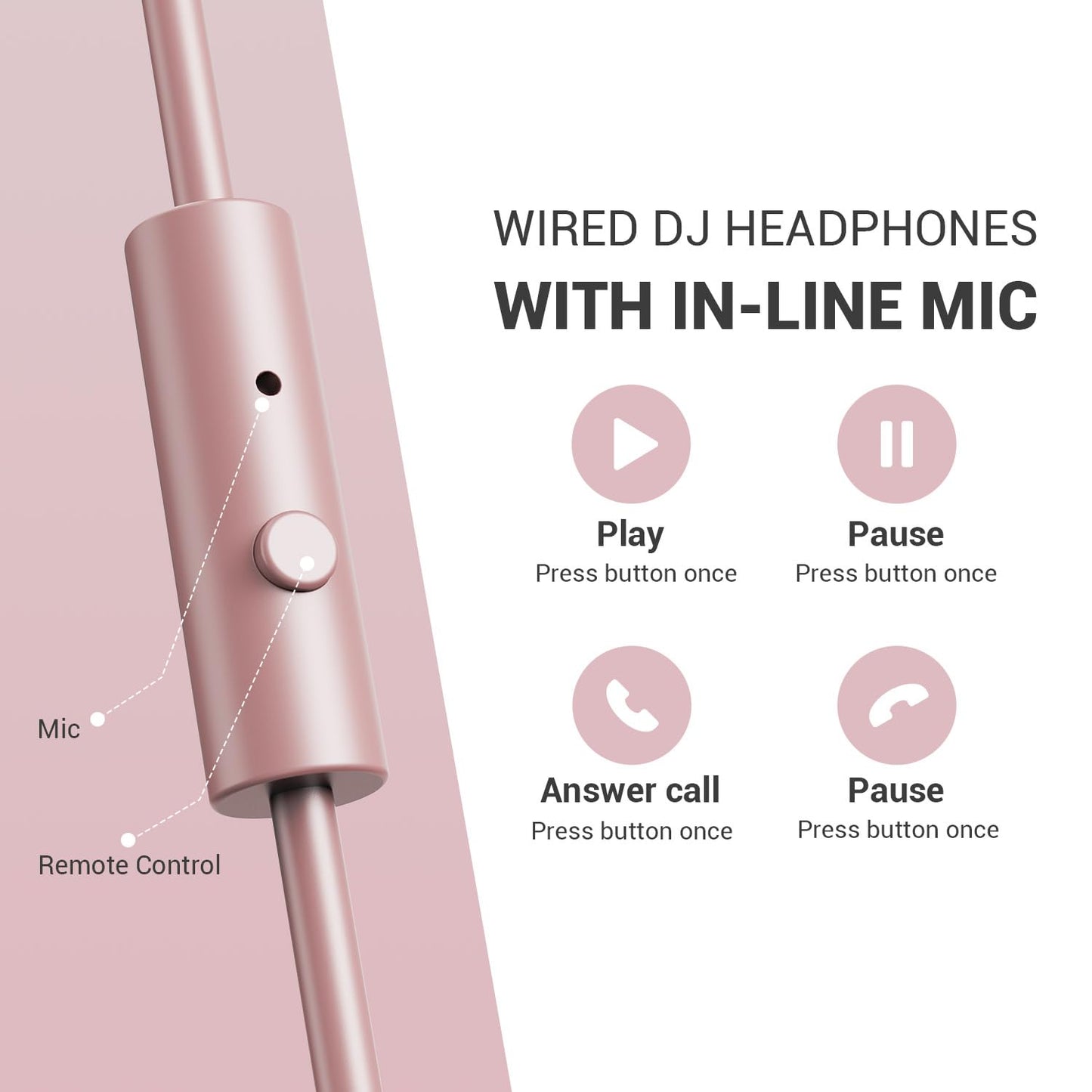 OneOdio Pro-10 Over-Ear Wired Headphones for School, Studio Monitor & Mixing, DJ Stereo Headsets, 50mm Neodymium Drivers, In-Line Mic, 3.5mm/6.35mm Jack for AMP, Computer, Recording, Phone, Piano, Guitar