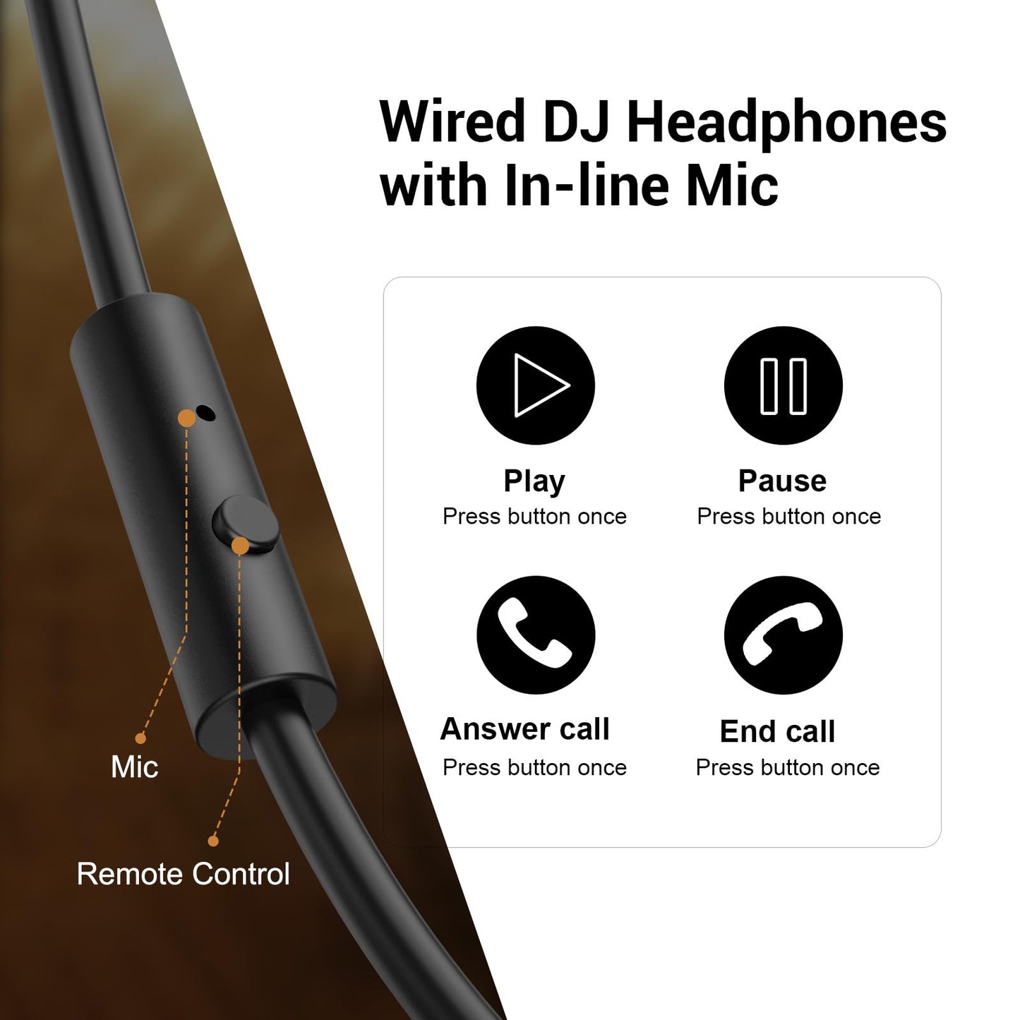 OneOdio Pro-10 Over-Ear Wired Headphones for School, Studio Monitor & Mixing, DJ Stereo Headsets, 50mm Neodymium Drivers, In-Line Mic, 3.5mm/6.35mm Jack for AMP, Computer, Recording, Phone, Piano, Guitar