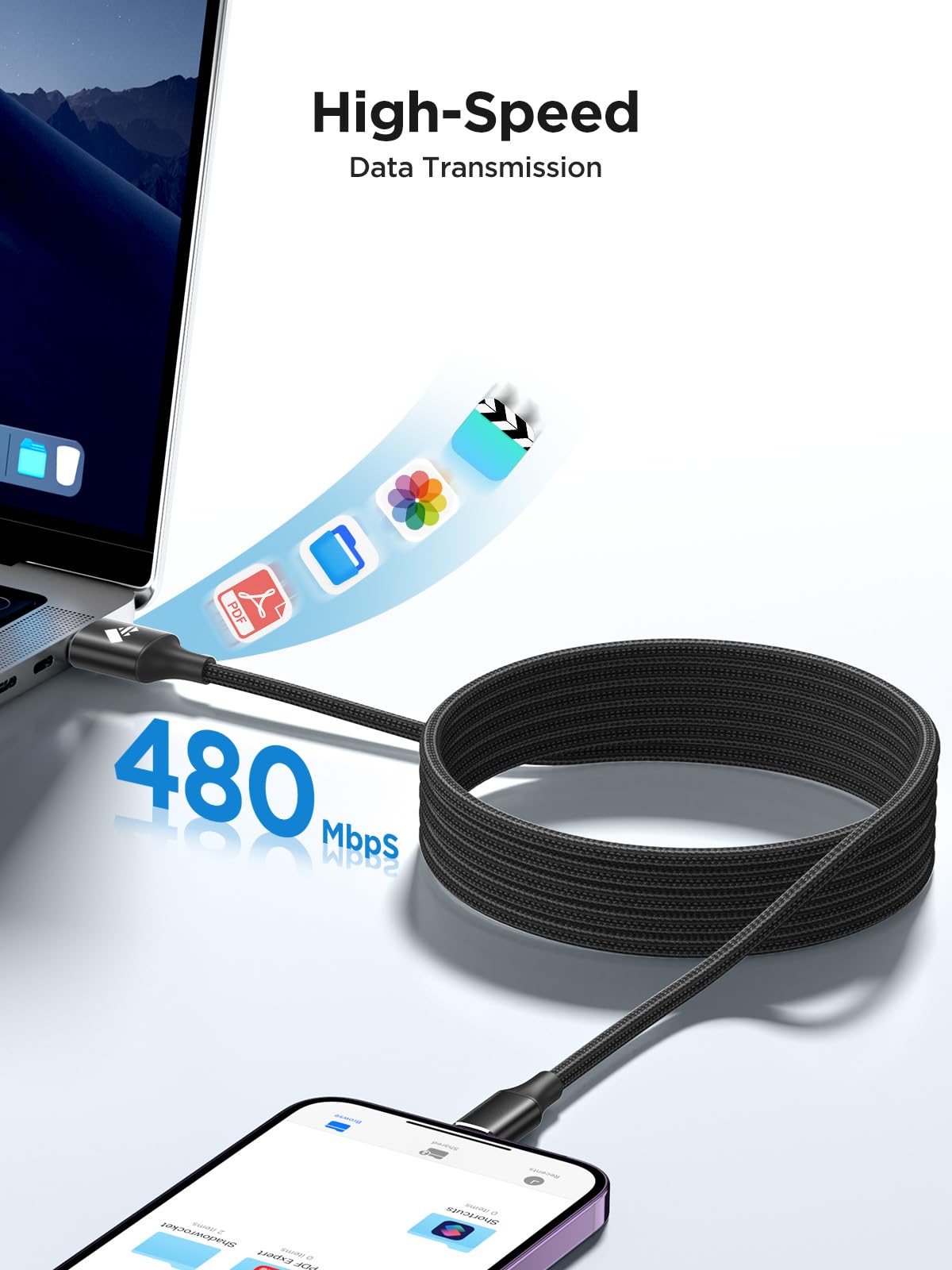 iPhone Charger [Apple MFi Certified] 6FT USB Charger Cable Fast Charging USB to Lightning Cable Braided Cord Compatible with iPhone 14 13 12 11 Pro Max XR XS X 8 7 6 Plus SE, iPad