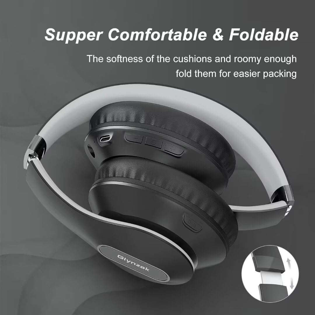 Wireless Bluetooth Headphones Over Ear 65H Playtime HiFi Stereo Headset with Microphone and 6EQ Modes Foldable Bluetooth V6.0 Headphones for Desktop Computer Laptop Rose Gold